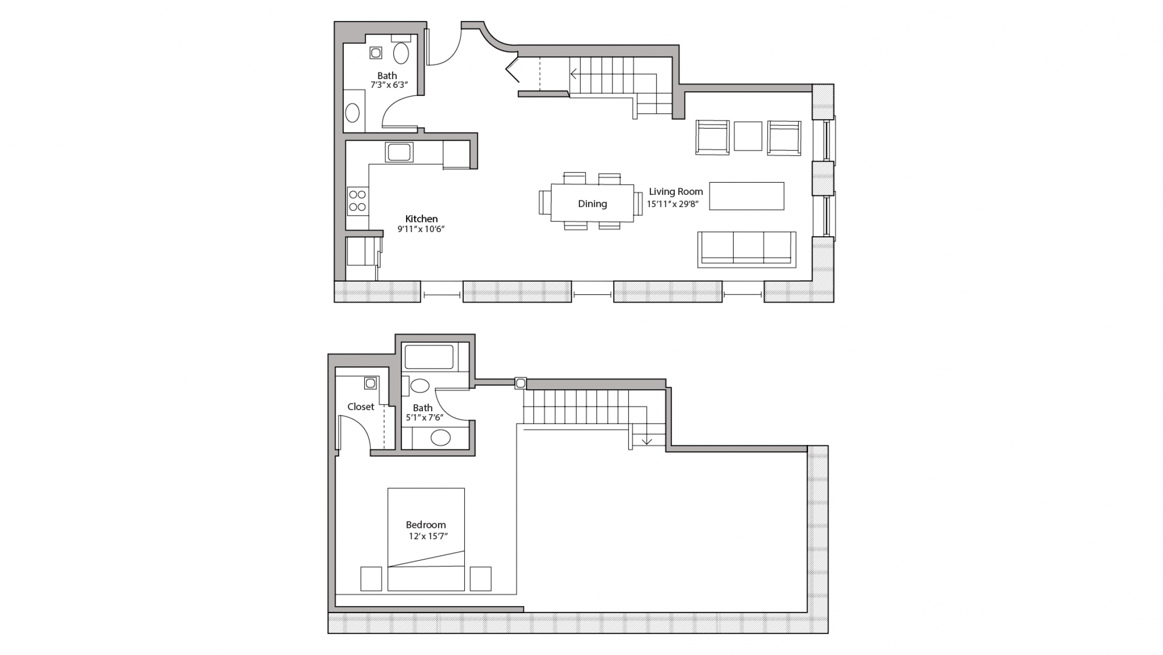 ULI Tobacco Lofts E302 - One Bedroom, One and a Half Bathroom