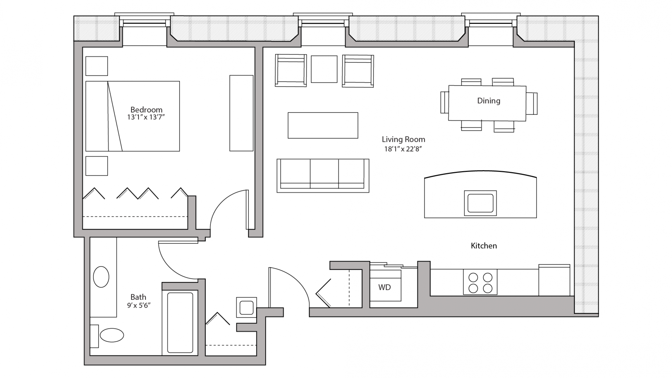 ULI Tobacco Lofts E309 - One Bedroom, One Bathroom