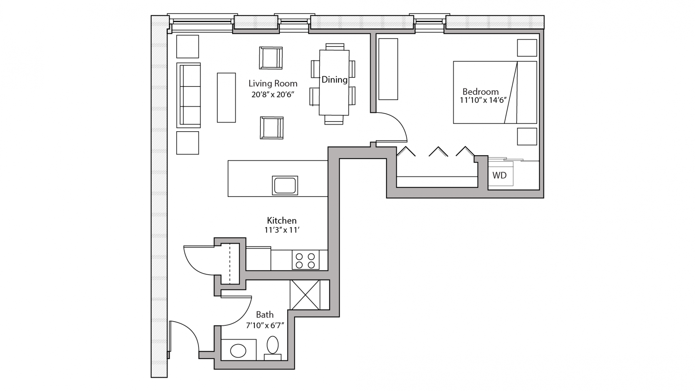 ULI Tobacco Lofts W203 - One Bedroom, One Bathroom