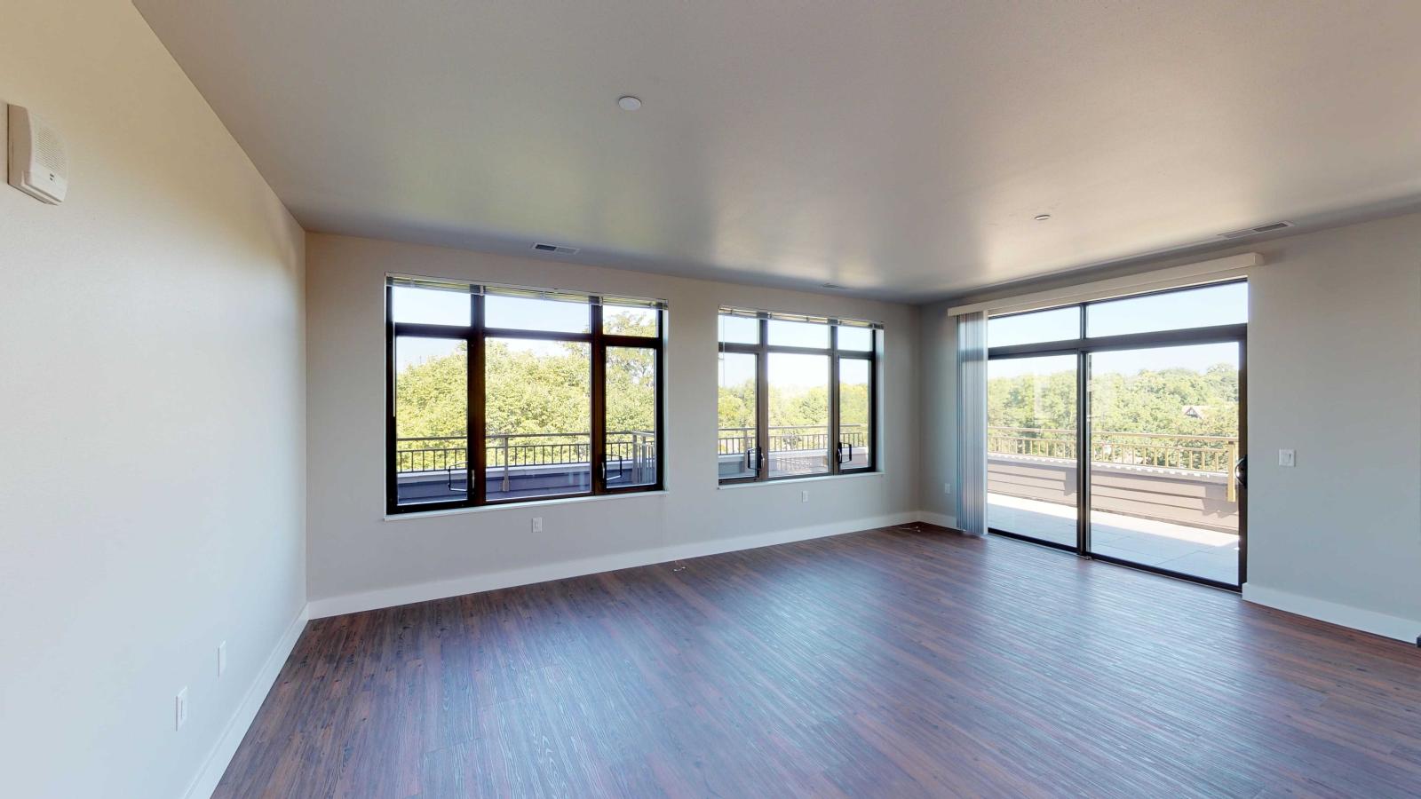 Elegant two-bedroom apartment at 1722 Monroe Apartments in Madison featuring a rooftop deck