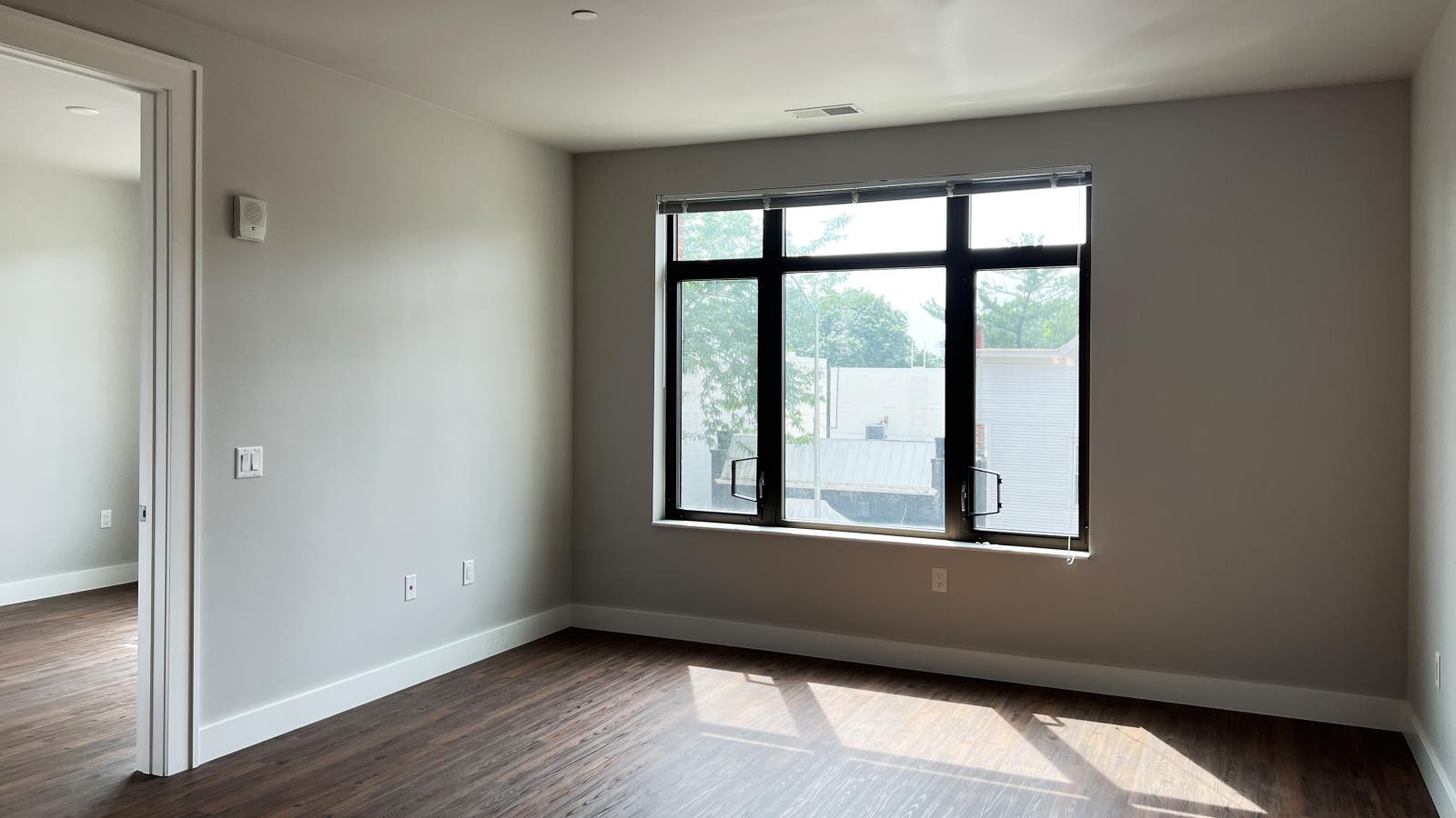 Stunning Monroe Street view from living space in one bedroom at 1722 Monroe Apartments