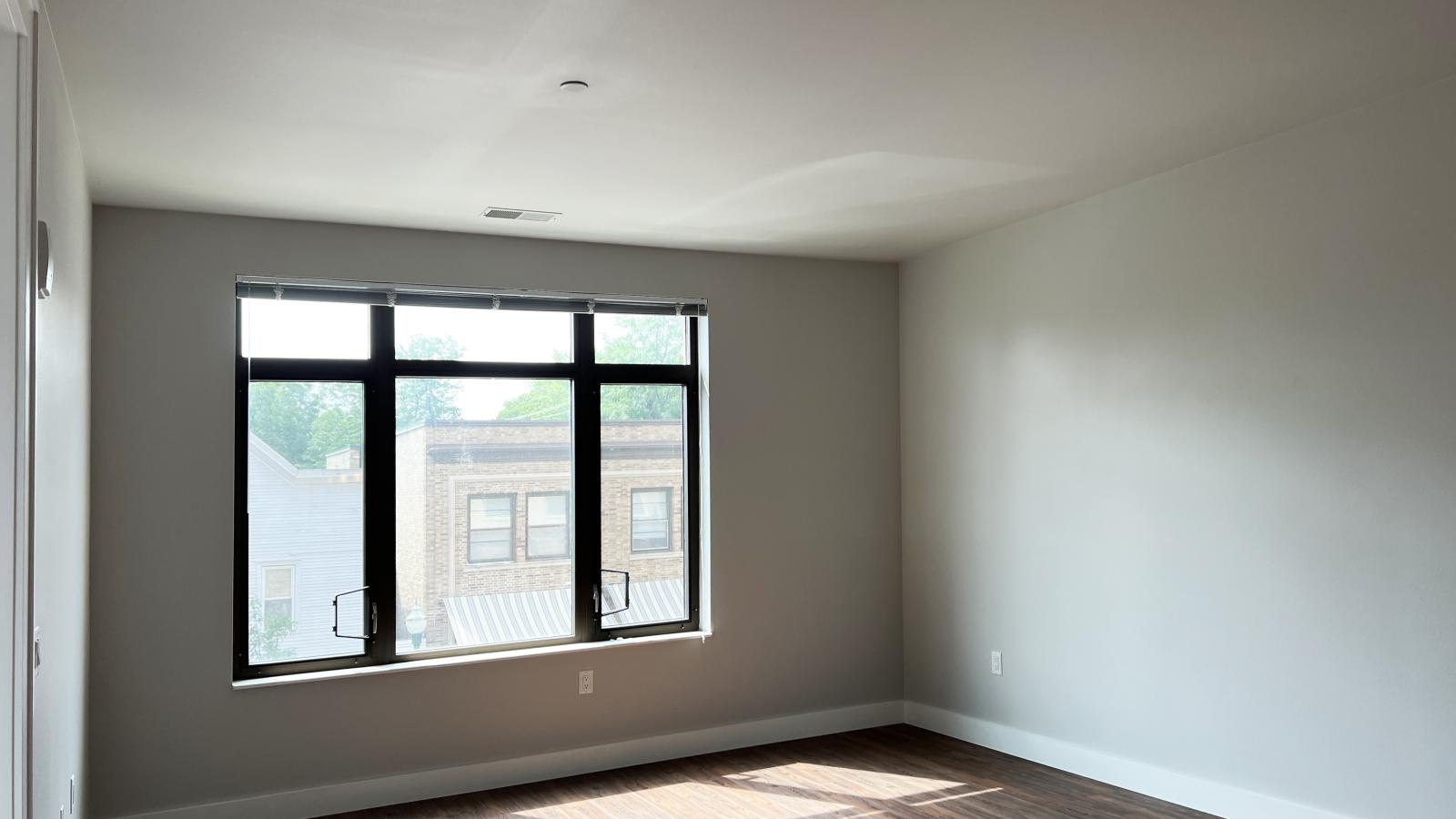 Stunning Monroe Street view from living space in one bedroom at 1722 Monroe Apartments