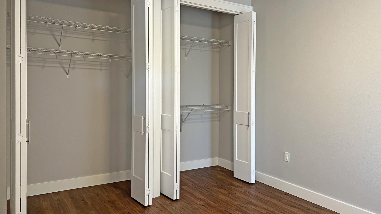 Bright and modern one-bedroom apartment at 1722 Monroe Apartments in Madison with large closet and classic finishes.