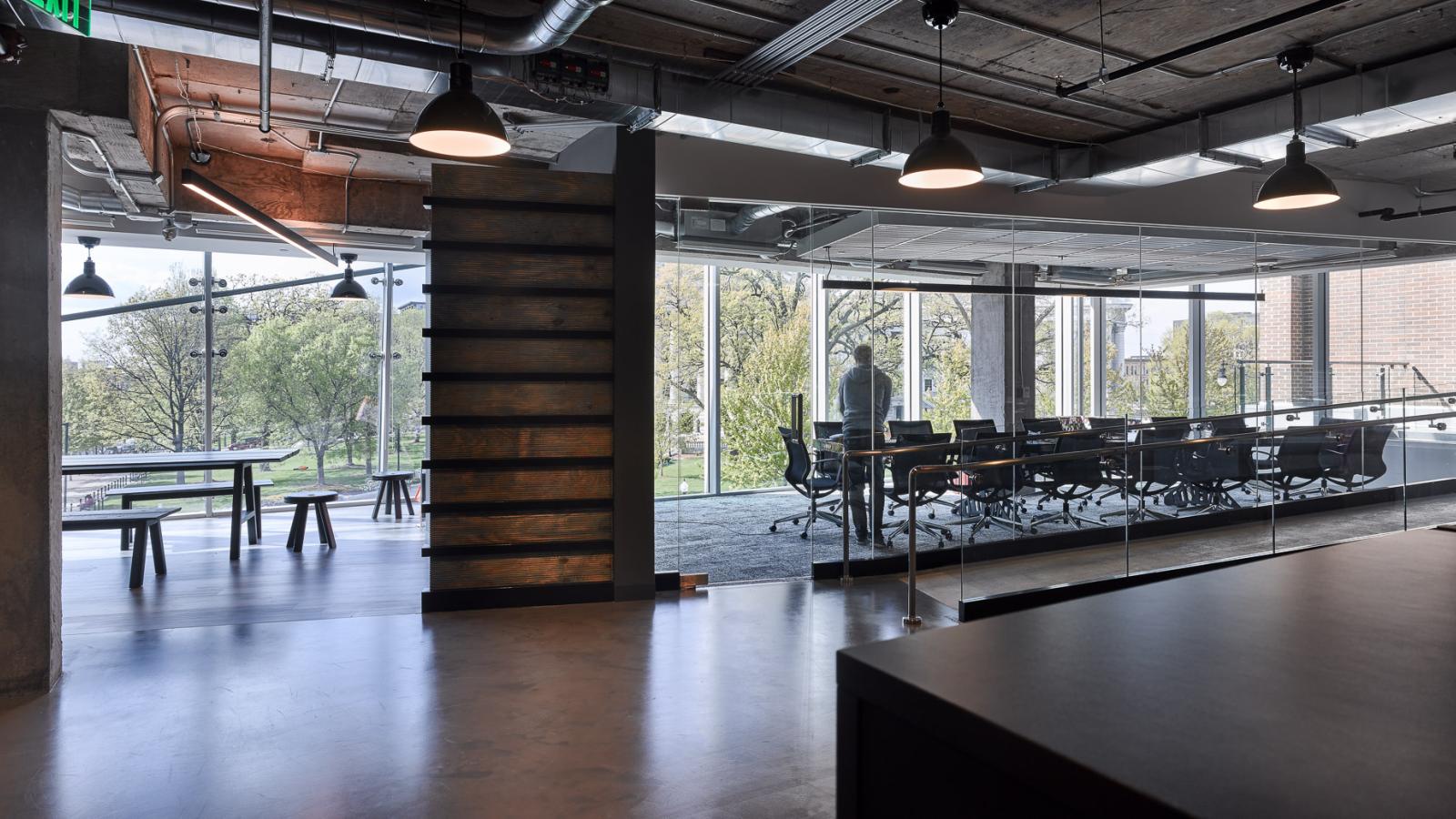 Bright and spacious office workspace in 25 West Main with flexible layouts and natural light