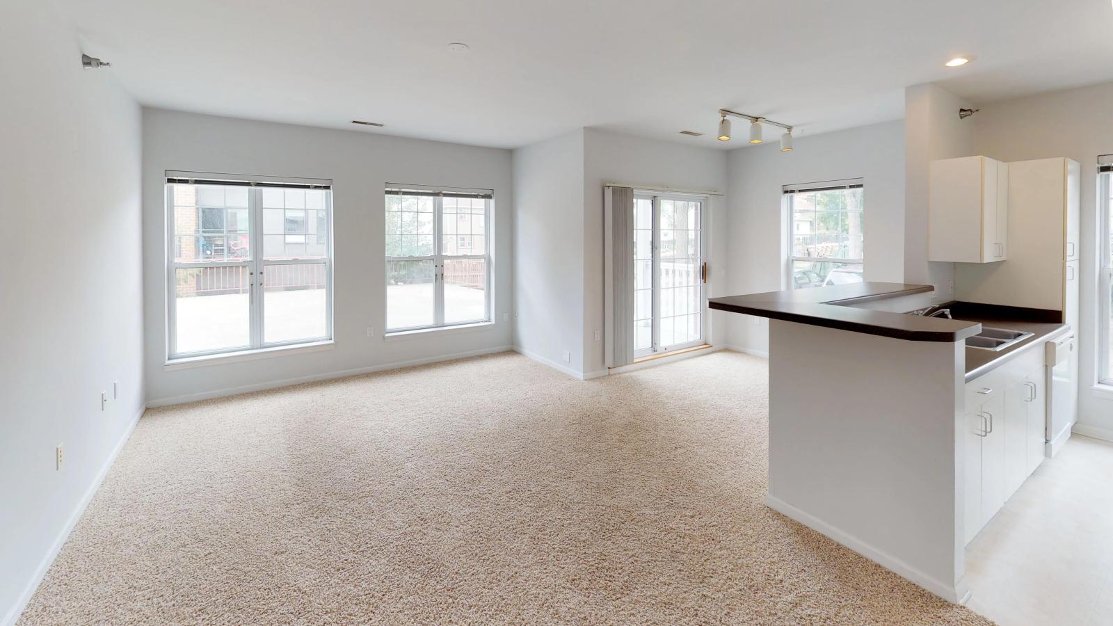 Large two-bedroom apartment with traditional finishes and large patio at City Place