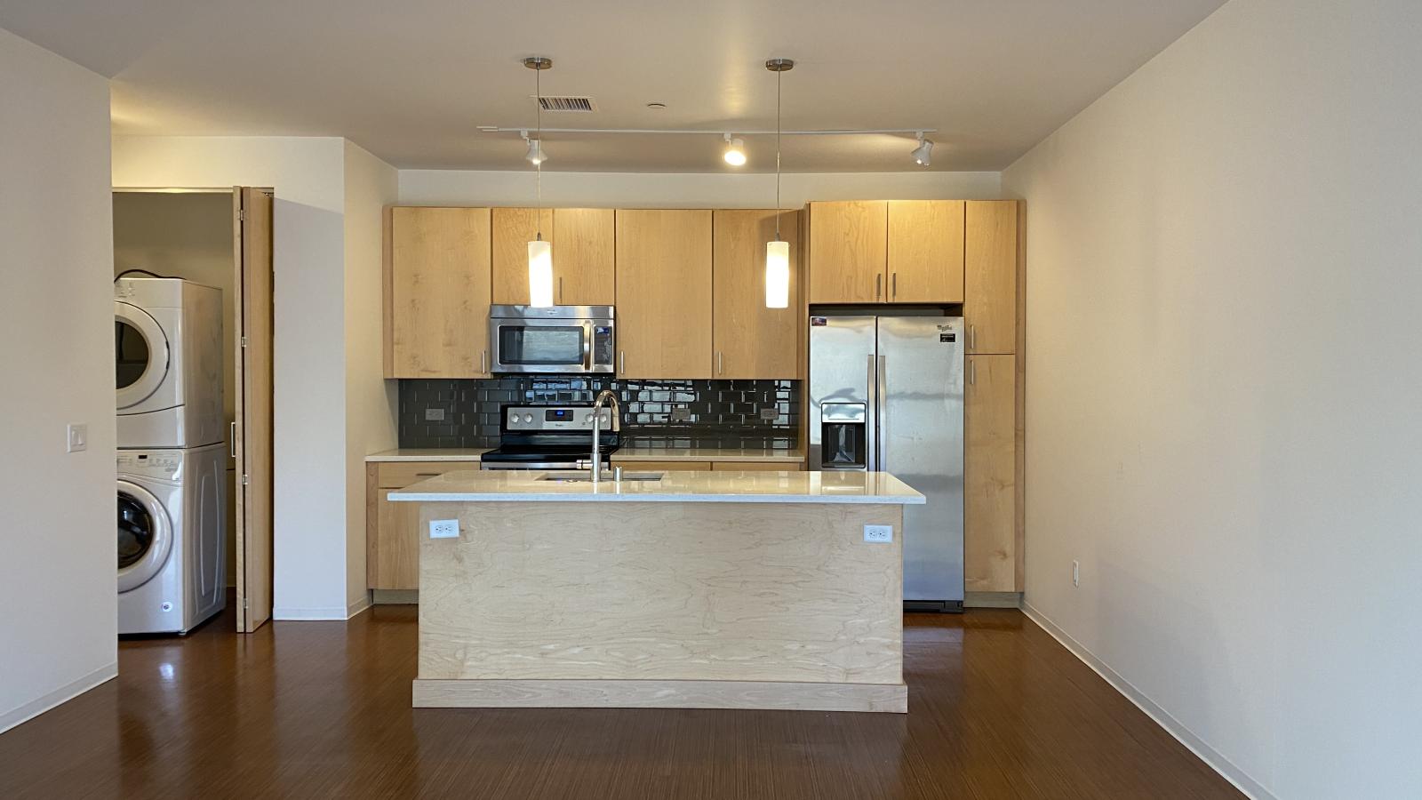 Luxury kitchen with high end finishes and quartz countertops at SEVEN27