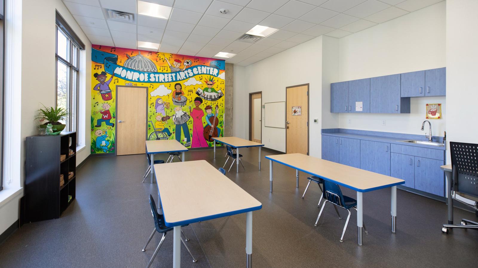 Urban Land Interests tenant space with natural light at Monroe Art Center 