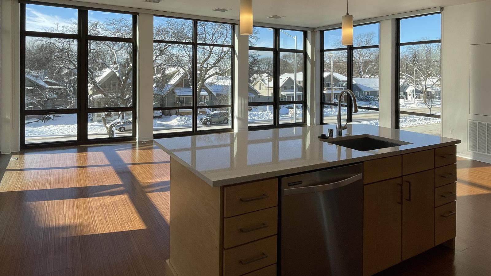 Luxury two bedroom apartment with open concept design at SEVEN27 Apartments in downtown Madison in downtown Madison