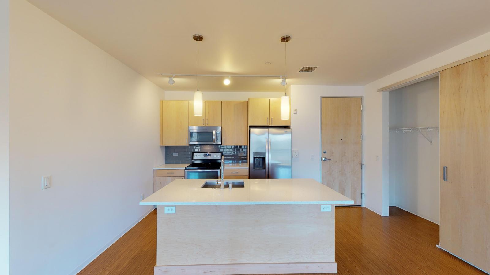 Luxury kitchen with high end finishes and quartz countertops at SEVEN27