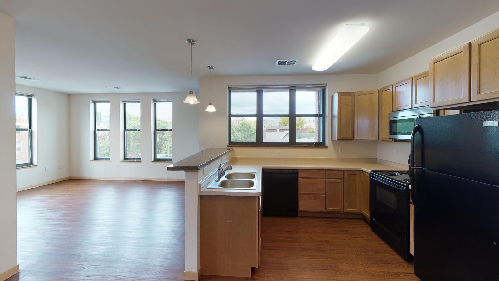 Corner one bedroom with lots of windows offering stunning natural light at The Depot downtown Madison