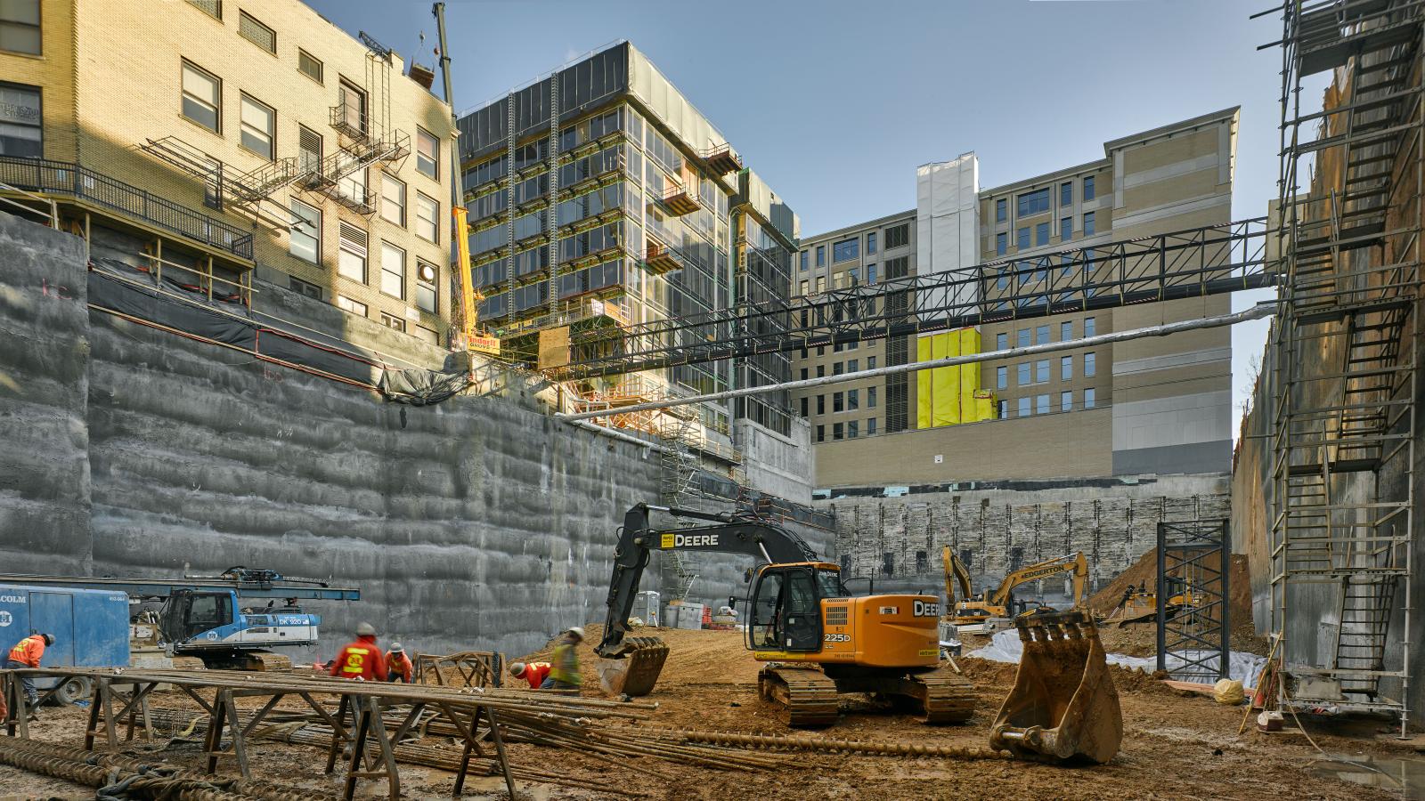 ULI Construction site at 25 West Main, building underground parking garage 