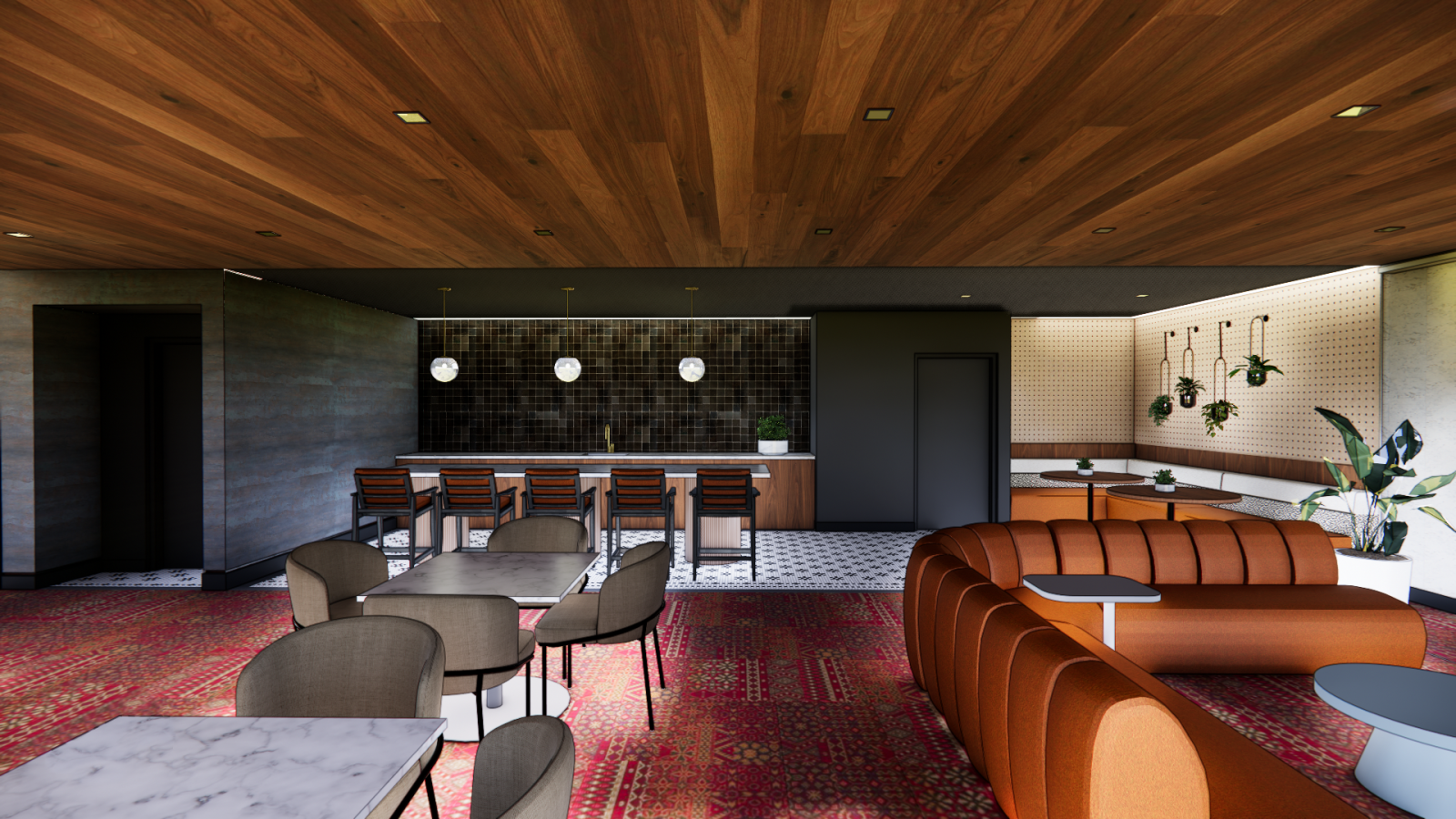 Resident lounge at The Penny Apartments Madison WI with comfortable seating and social space