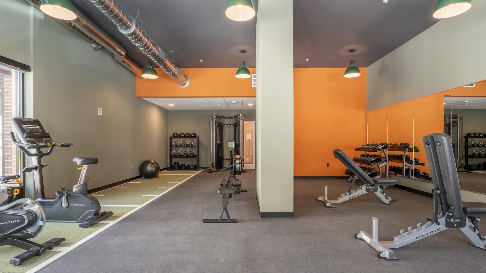 Fitness center at The Irwin Apartments located on Williamson Street Madison WI