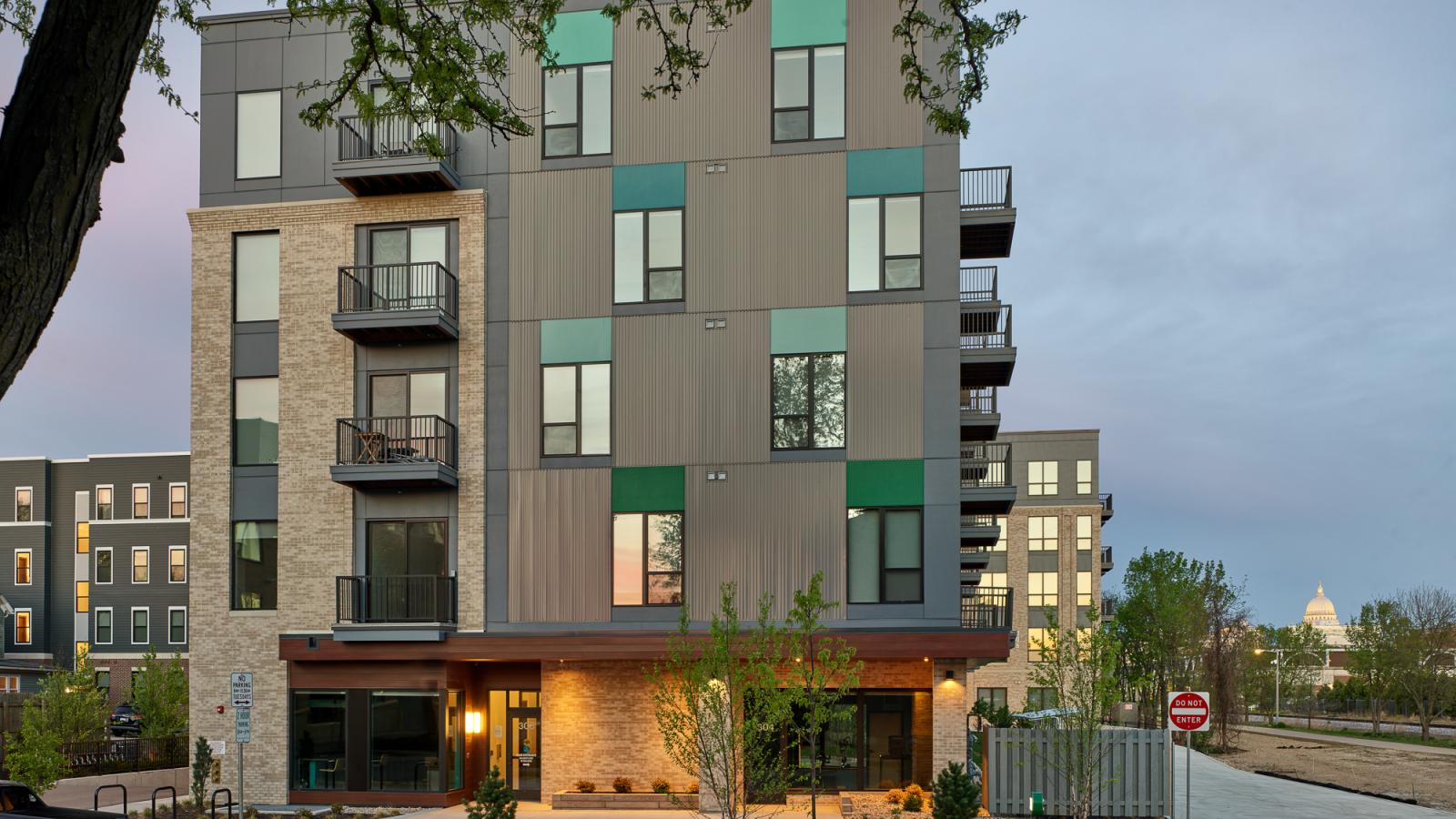 The Irwin Apartments shown from Paterson Street with the Capitol in view 