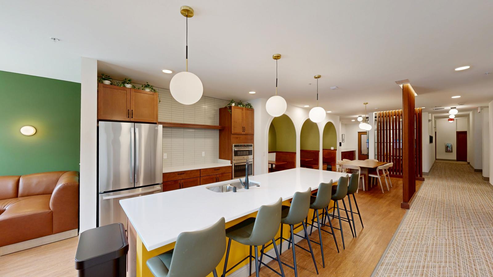 Beautifully design commons at The Irwin makes for the perfect place for residents to gather 