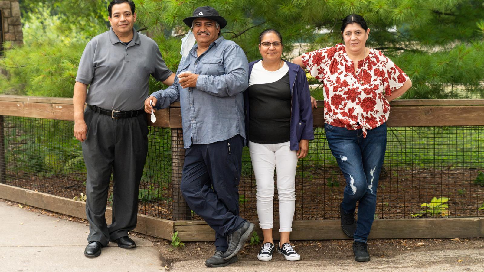 Urban Land Interests employees and their family members posing together during the annual company picnic at Henry Vilas Zoo