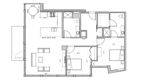 ULI Seven27 201 - Two Bedroom, Two Bathroom Floor Plan 