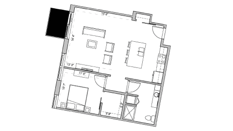 ULI Seven27 228 - One Bedroom, One Bathroom Floor Plan 