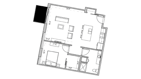 ULI Seven27 234 - One Bedroom, One Bathroom Floor Plan 