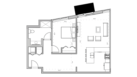ULI Seven27 305 - One Bedroom, One Bathroom Floor Plan 