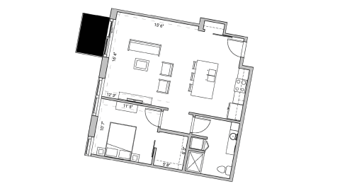 ULI Seven27 314 - One Bedroom, One Bathroom Floor Plan 