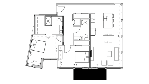 ULI Seven27 324 - Two Bedroom, Two Bathroom Floor Plan 