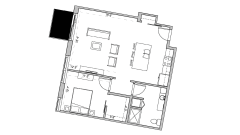 ULI Seven27 326 - One Bedroom, One Bathroom Floor Plan 