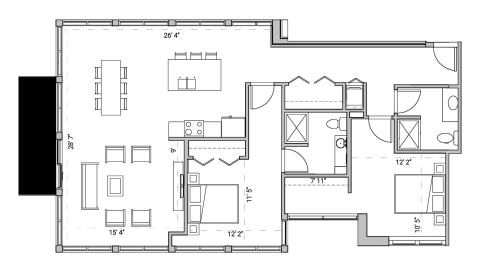 ULI Seven27 340 - Two Bedroom, Two Bathroom Floor Plan 