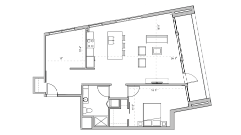 ULI Seven410 - One Bedroom Plus Den, One Bathroom Floor Plan 