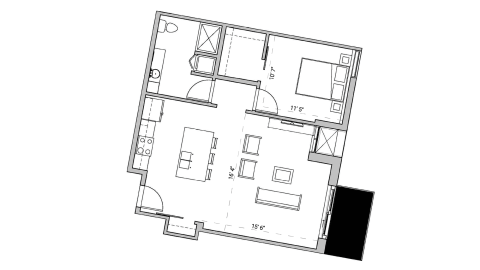 ULI Seven27 426 - One Bedroom, One Bathroom Floor Plan 