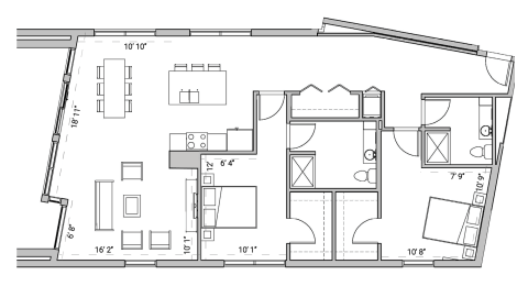 ULI Seven27 440 - Two Bedroom, Two Bathroom Floor Plan 