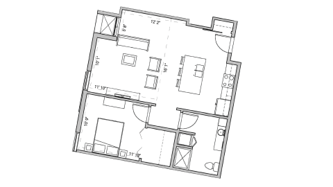 ULI Seven27 537 - One Bedroom, One Bathroom Floor Plan 