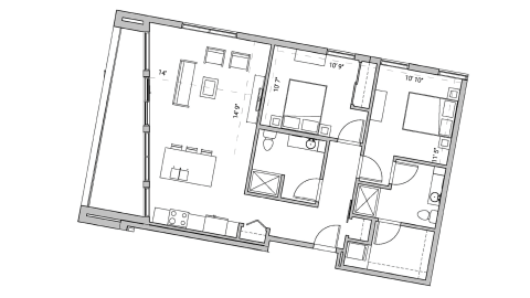 ULI Seven27 539 - Two Bedroom, Two Bathroom Floor Plan 