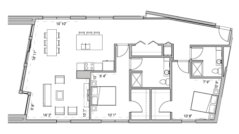 ULI Seven27 540 - Two Bedroom, Two Bathroom Floor Plan 