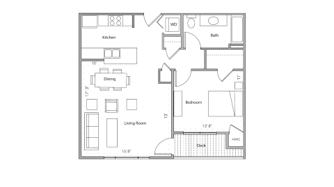 ULI City Place 403 - One Bedroom, One Bathroom Floor Plan 
