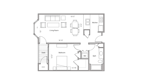 ULI City Place 305 - One Bedroom, One Bathroom Floor Plan 