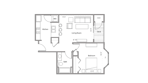 ULI City Place 310 - One Bedroom, One Bathroom Floor Plan 