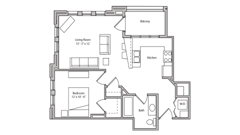 ULI The Depot 1-207 - One Bedroom, One Bathroom Floor Plan 