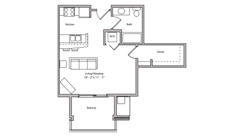 ULI The Depot 2-106 - Studio, One Bathroom Floor Plan 