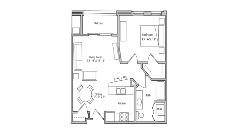 ULI The Depot 2-202 - One Bedroom, One Bathroom Floor Plan 