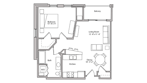 ULI The Depot 2-303 - One Bedroom, One Bathroom Floor Plan 
