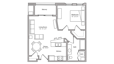 ULI The Depot 2-307 - One Bedroom, One Bathroom Floor Plan 