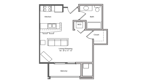 ULI The Depot 2-308 - Studio, One Bathroom Floor Plan 