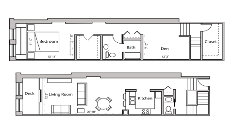 ULI Lincoln School 202 - One Bedroom Plus Den, One and  Half Bathroom Floor Plan 