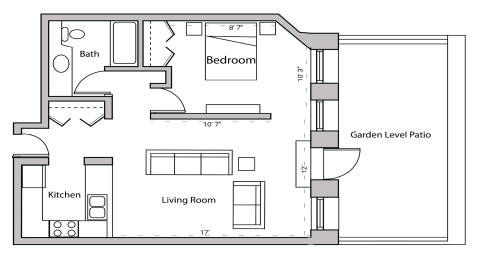 ULI Lincoln School 208 - One Bedroom, One Bathroom Floor Plan 