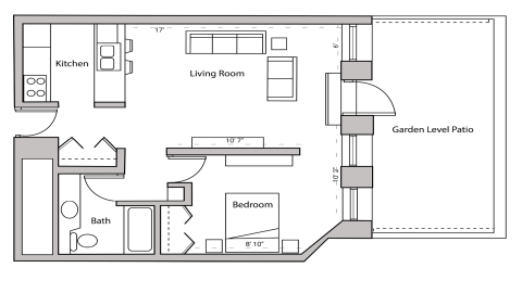 ULI Lincoln School 209 - One Bedroom, One Bathroom Floor Plan 
