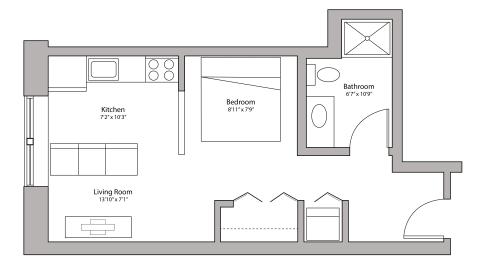 ULI Capitol Hill 207 - Studio, One Bathroom Floorplan Floor Plan 