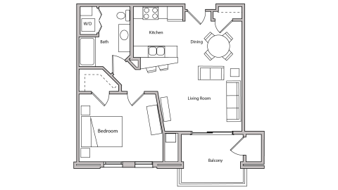 ULI The Depot 2-104 - One Bedroom, One Bathroom Floor Plan 