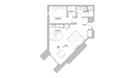 ULI The Pressman 221 - One Bedroom, One Bathroom Floor Plan 