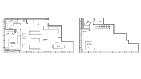 ULI Tobacco Lofts E306 - Two Bedroom, Two Bathroom Floor Plan 